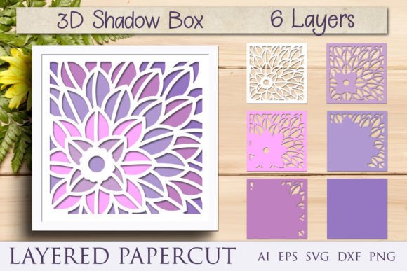 3D Flower Shadow Box Embroidery Design