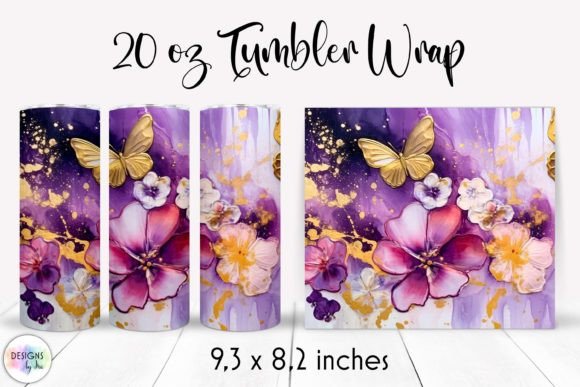 Alcohol Ink Flowers and Butterflies Wrap