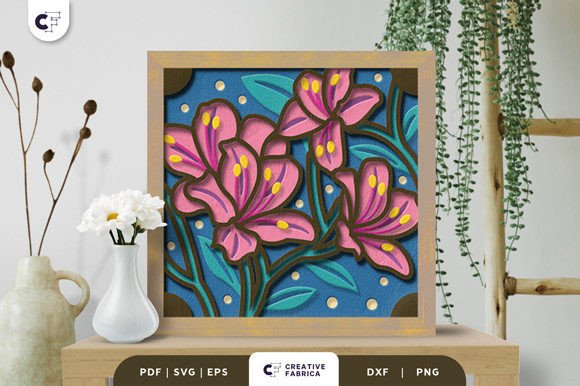 Azaleas 3D Shadow Box Paper Cut