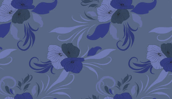 Blue Anemones Seamless Vector Pattern
