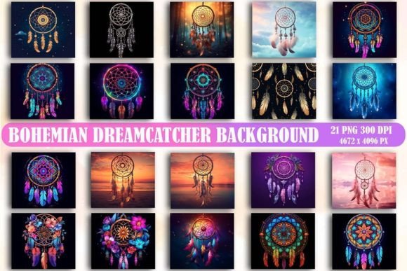 Bohemian Dreamcatcher Background Bundle