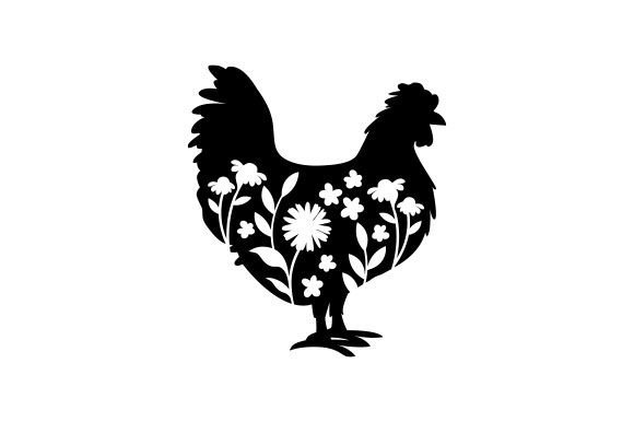 Chicken Silhouette Floral