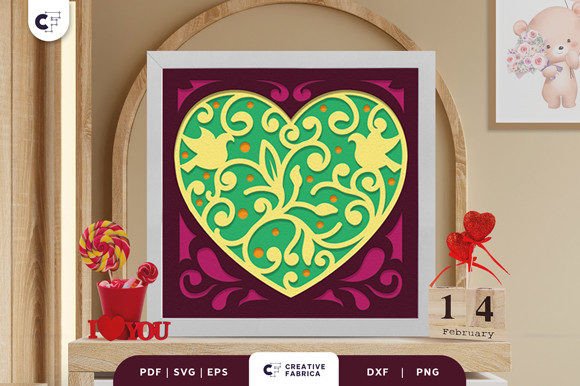 Decorative Valentines Heart 3D Paper Cut