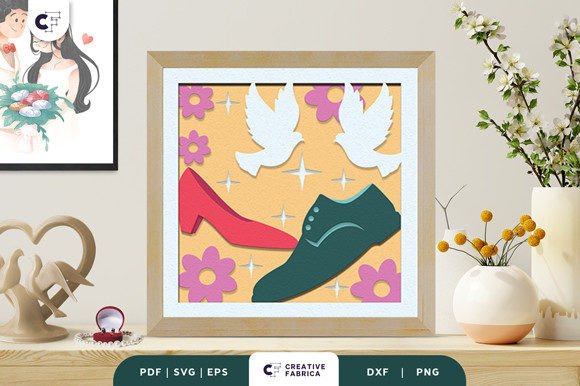 Dove Wedding Shoes 3D Layered Paper Cut