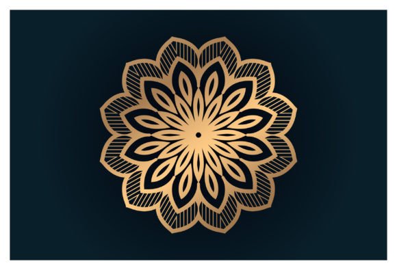 Ethnic Gold Gradient Mandala on Black