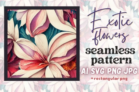 Exotic Tropical Flowers Seamless Pattern