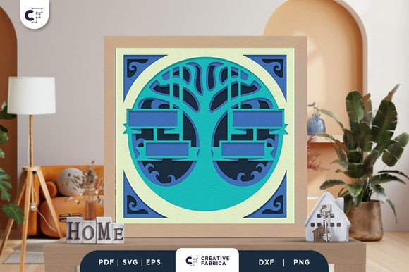Family Tree 4 Members 3D Papercut