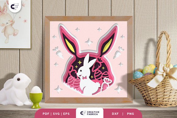 Floral Easter Bunny 3D Shadow Box