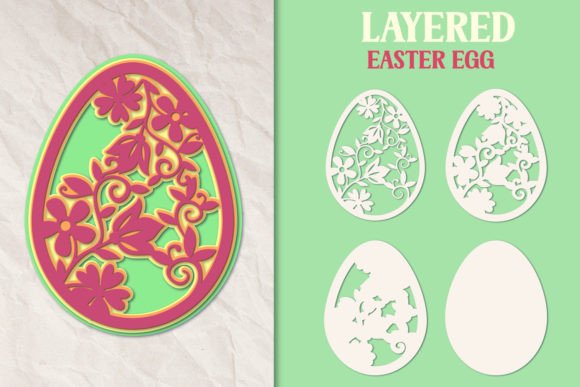 Floral Easter Egg 4 SVG Layers
