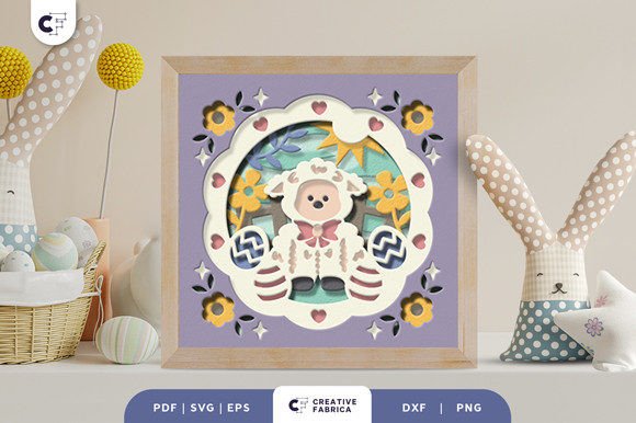 Floral Easter Lamb 3D Layered Paper Cut