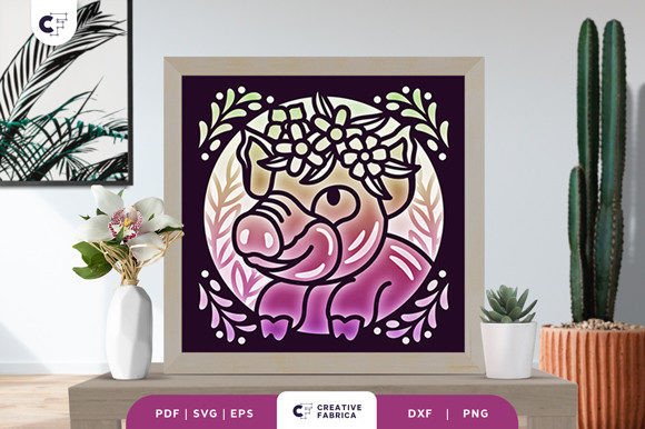 Floral Farm Animal 3D Shadow Box Paper