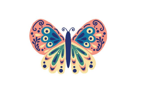Floral Folk Art Spring Butterfly