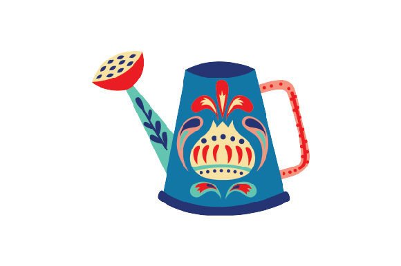Floral Folk Art Watering Can