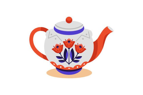 Floral Teapot Folk Art Style