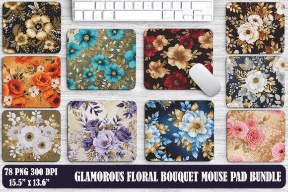 Glamorous Floral Bouquet Mouse Pad Backgrounds Bundle