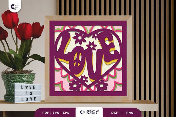 Groovy LOVE Heart Shape 3D Paper Cut