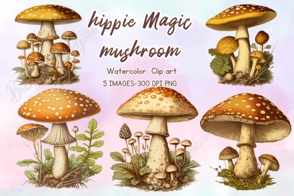 Hippie Magic Mushroom Watercolor