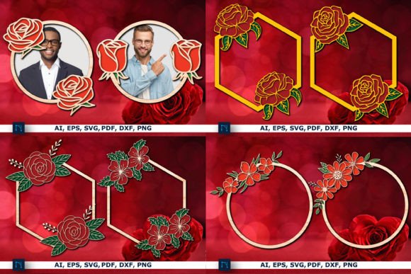 Laser Cut Floral Photo Frame SVG Bundle