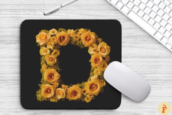 Lovely Yellow Flowers Letter D Mouse Pad