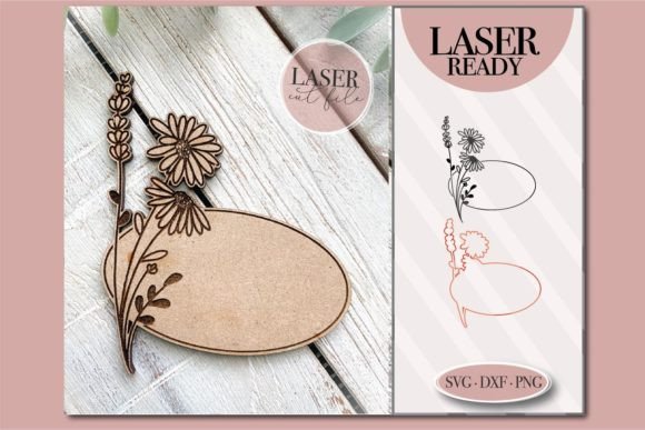 Oval Floral Sign SVG