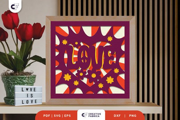Retro LOVE Heart Shape 3D Paper Cut