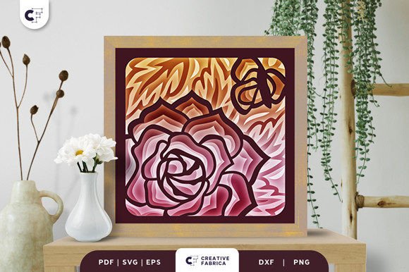 Roses 3D Shadow Box Paper Cut