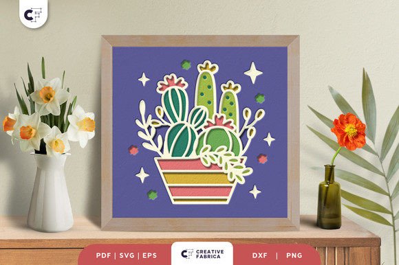 Succulent 3D Shadow Box Paper Cut