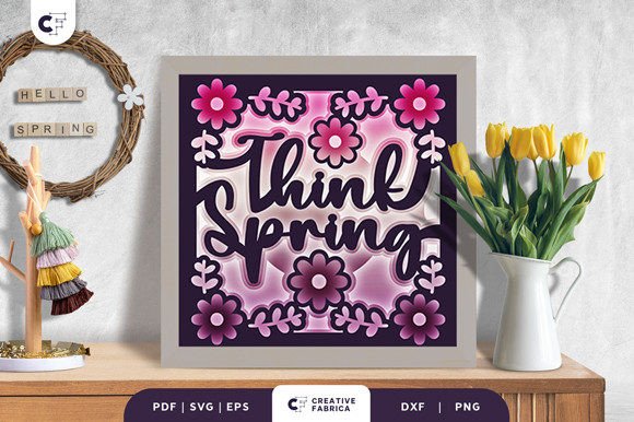 Think Spring 3D Shadow Box Paper Cut