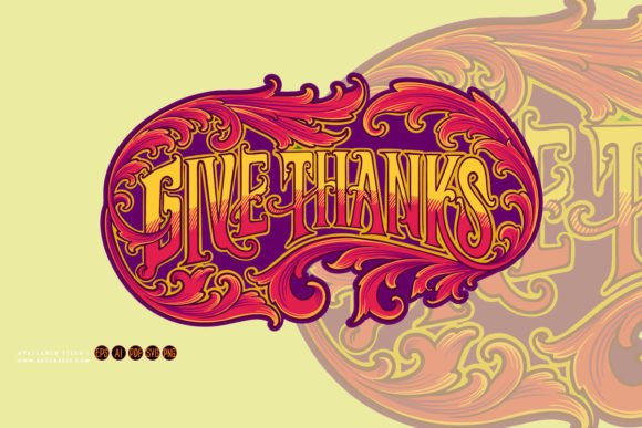 Vintage Elegant Give Thanks Lettering