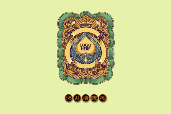 Vintage Frame Label Badge Crown Heart
