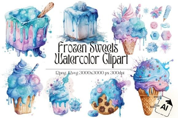 Watercolor Frozen Sweets Clipart