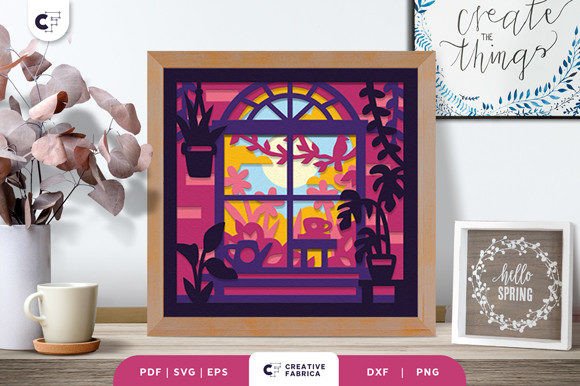 Window with Flowers 3D Shadow Box